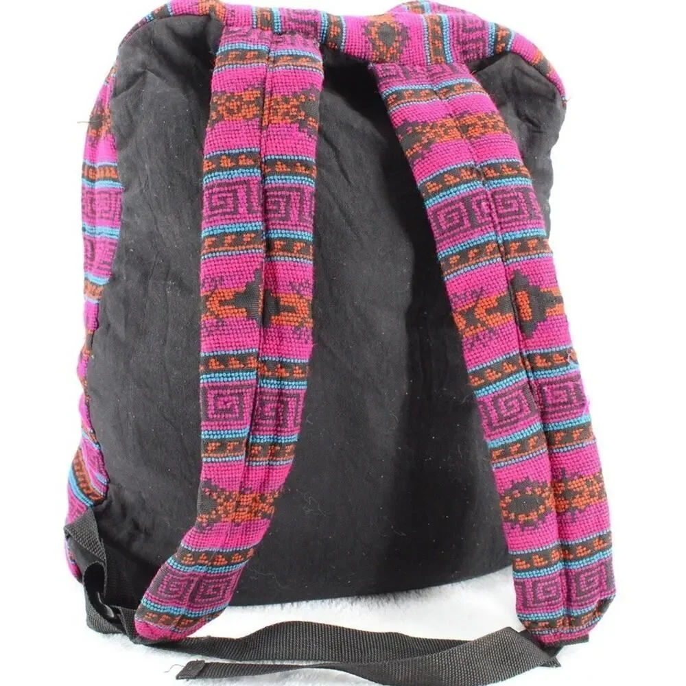 Mexican Blanket Multicolor Woven Backpack Hippie Boho Bag Fiesta Festival Nice!